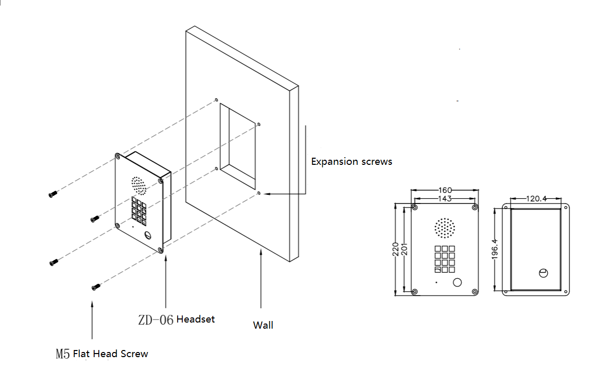 wall intercom size KNZD-06